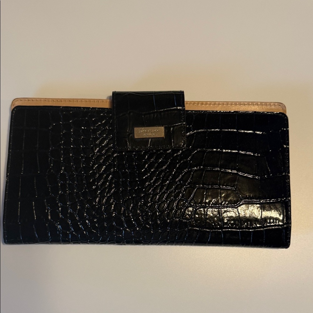Kate Spade Black Crocodile-Embossed Wallet